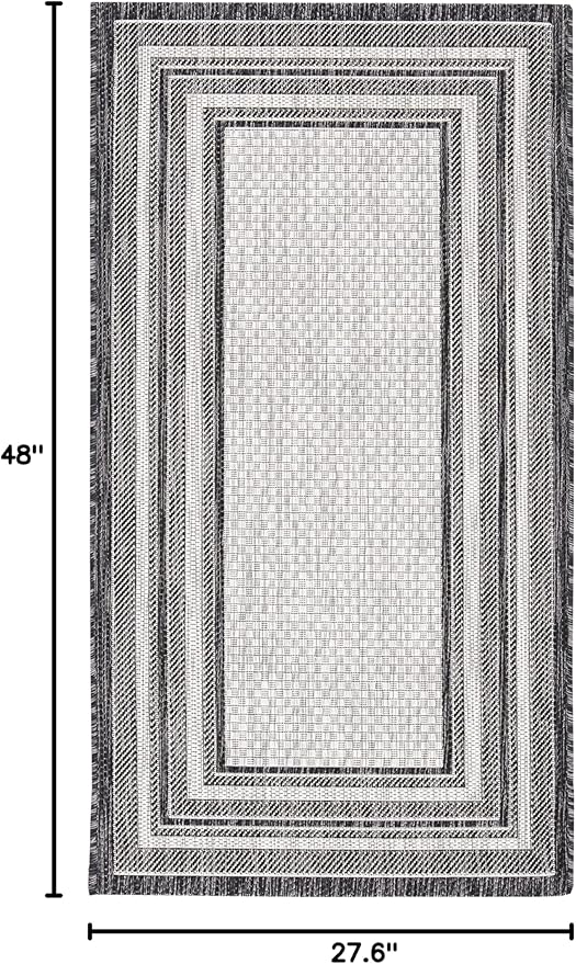 SAFAVIEH Washable Rug Outdoor Courtyard Collection - 2'3" x 4', Light Grey & Black, Non-Shedding & Easy Cleaning, Ideal for Patio, Front Door, Entryway, Mudroom, Doormat (CY8475-37612)
