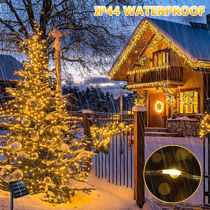 JMEXSUSS 2 Pack Solar String Lights Outdoor Waterproof, Each 33FT 100 LED Warm White Fairy Lights, Waterproof 8 Modes Copper Wire Solar Christmas Light for Yard Patio Tree Garden Xmas Decorations