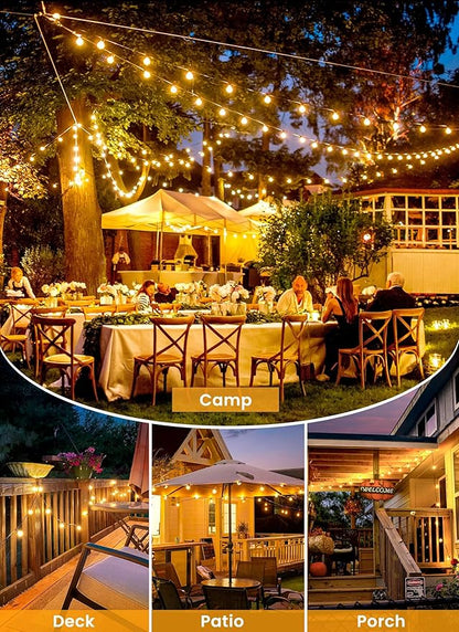 Brightown 208FT Solar String Lights Outdoor Waterproof with Remote, Solar Patio Lights with 100 Shatterproof LED Bulbs, 3 Light Mode, Dimmable & Timer, Hanging String Lights for Porch Garden Bistro