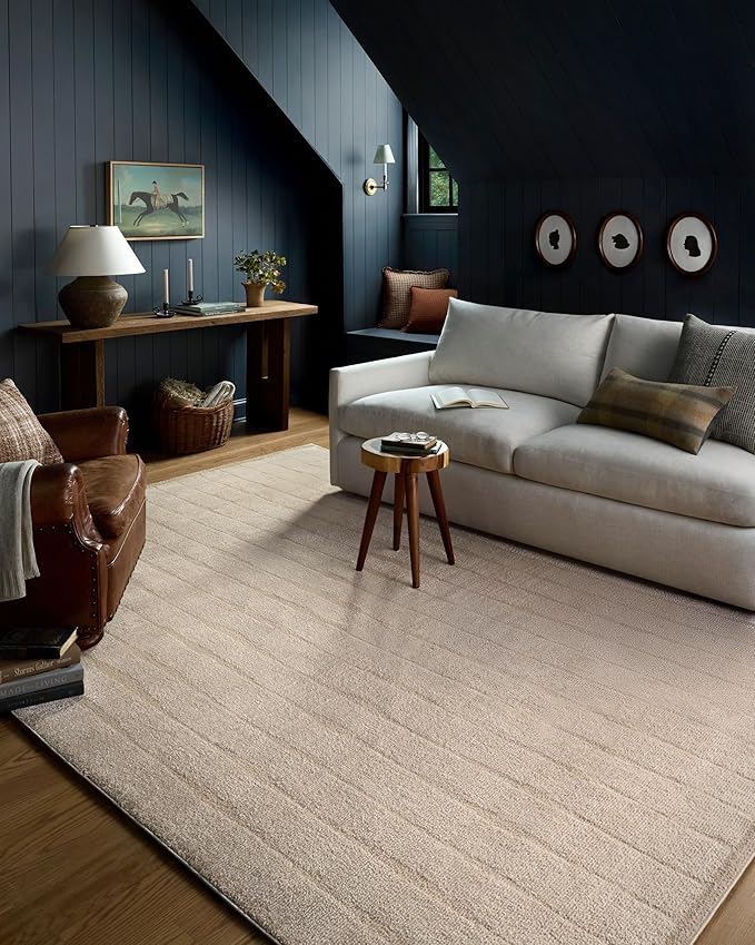 Loloi Chris Loves Julia Calvin Collection CLV-02 Ivory/Oatmeal 2'-7" x 10'-0" Runner Rug Checkered Neutral Soft Living Room Bedroom Carpet