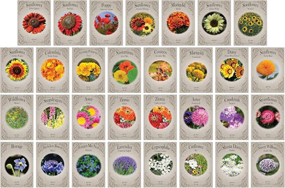 Set 248 of Premium Variety Flower Seed Packets - Heirloom Non-GMO and Proudly Sourced in The USA (248)