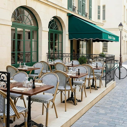 PURPLE LEAF Bistro Chair (Set of 2) French Hand-Woven Wicker Chairs for Outdoor Patio Porch Garden Indoor, Bamboo Print Finish, Grey, Dining Chairs