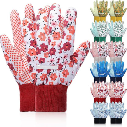 Garden Gloves for Women 9.5" Floral Gardening Gloves Lightweight and Machine Washable Gift for Gardeners PVC Grip