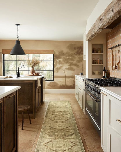 Loloi Magnolia Home by Joanna Gaines Sinclair Collection SIN-02 Khaki/Tobacco 2'-3" x 11'-6", .25" Pile Height, Machine Washable, Runner Rug