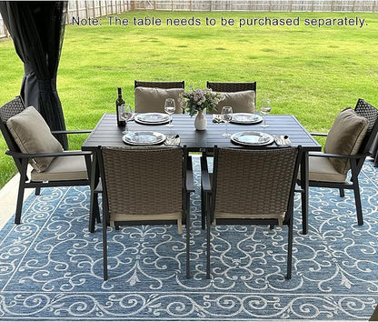 PURPLE LEAF Outdoor Dining Chairs Set of 2 All-Weather PE Rattan Patio Dining Chairs with Heavy-Duty Iron Frame and Thick Cushion Outdoor Patio Chair for Lawn Garden Backyard Deck