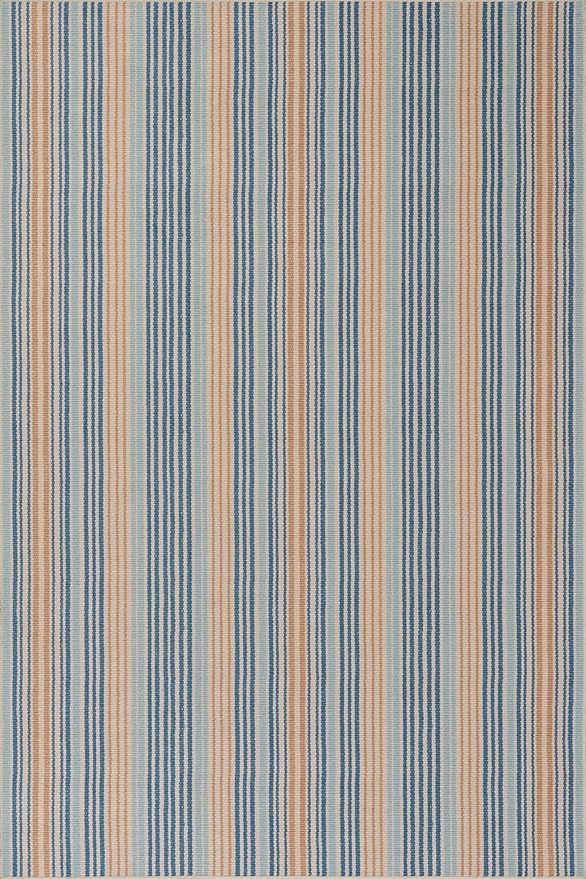 Dash & Albert Tyne Blue Machine Washable Rug, 6 X 9 Feet, Blue/Tan Stripe Pattern