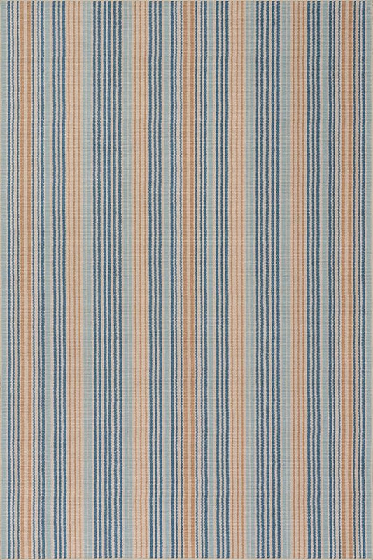 Dash & Albert Tyne Blue Machine Washable Rug, 2 X 3 Feet, Blue/Tan Stripe Pattern