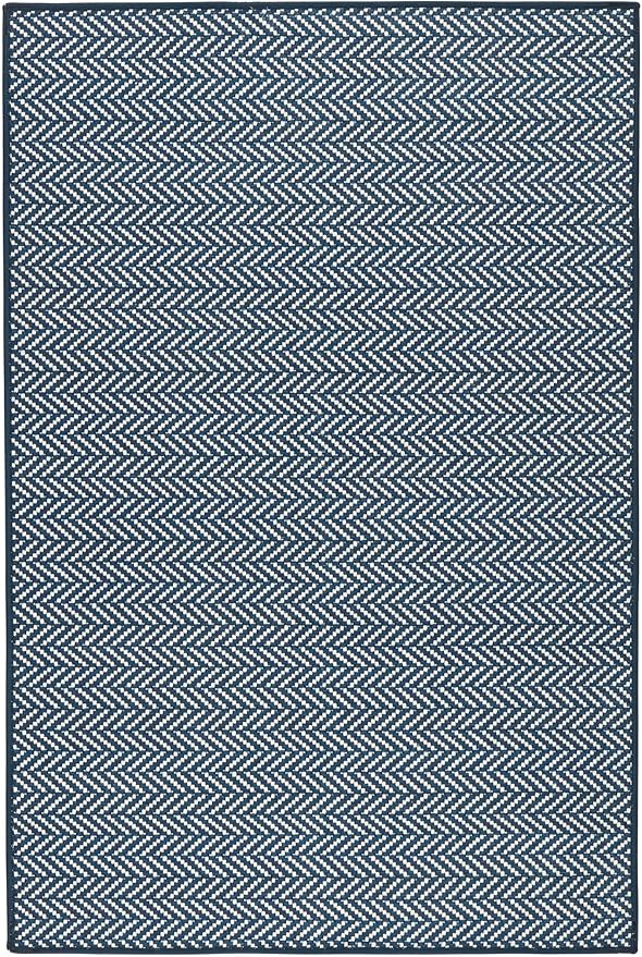 Dash & Albert Herringbone Navy Machine Washable Rug, 8.5 X 11.5 Feet, Blue Geometric Pattern