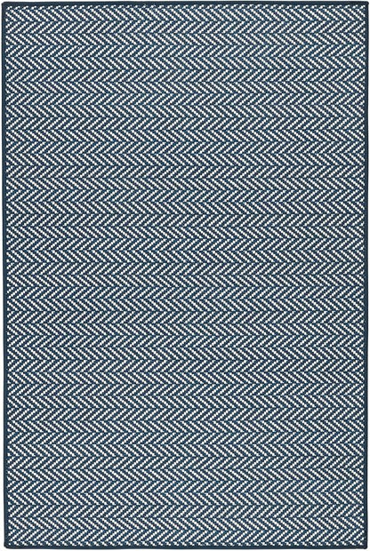 Dash & Albert Herringbone Navy Machine Washable Rug, 8.5 X 11.5 Feet, Blue Geometric Pattern