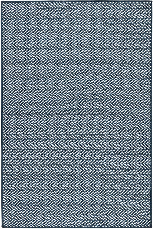 Dash & Albert Herringbone Navy Machine Washable Rug, 9.5 X 13.5 Feet, Blue Geometric Pattern