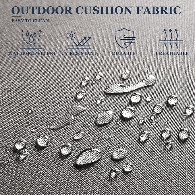 Patio Furniture Set 2 Wicker Swivel Glider Chairs Sofa with PE Rattan Coffee Table Brown Wicker Grey Cushions Patio Conversation Set 4pcs for Garden Balcony Sunroom Backyard