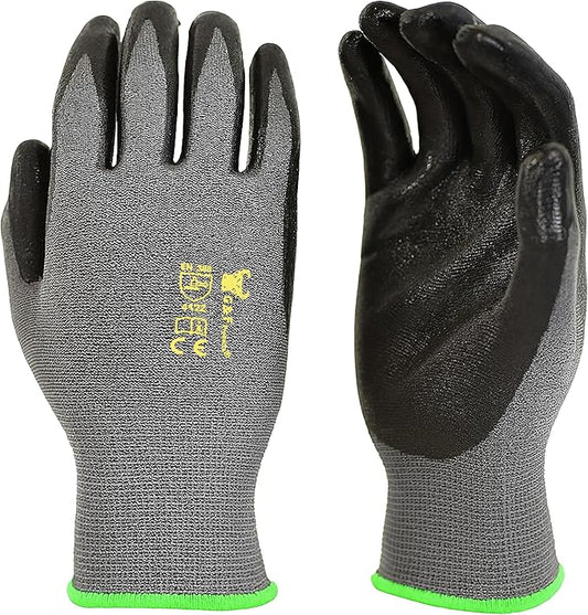 G & F Products - 6 PAIRS Men's Working Gloves with Micro Foam Coating - Garden Gloves Texture Grip Work Glove For general purpose, construction, yard work, Medium, Black, Model Number: 1519M-6 Black