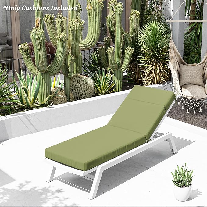 Chaise Lounge Cushion for Outdoor Furniture, Waterproof Fade and Tear Resistant Lounge Deck Chair Cushions for Patio Lawn Pool Resort Hotel