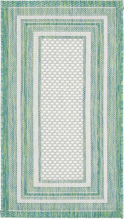 SAFAVIEH Washable Rug Outdoor Courtyard Collection - 2' x 3'7", Ivory & Green, Non-Shedding & Easy Cleaning, Ideal for Patio, Front Door, Entryway, Doormat (CY8475-55712)
