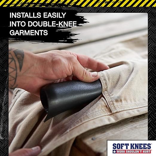 Soft Knees XL No-Strap Knee Pads for Men, 6” x 13” Knee Pad Inserts for Work Pants with Double Knee | SoftKnees Pads for Work & Construction, Knee Savers for Mens Work Pants