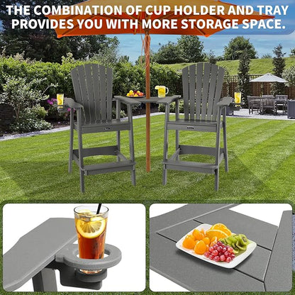 FUNBERRY Tall Adirondack Chair, All Weather High Top Balcony Chairs with Cup Holder