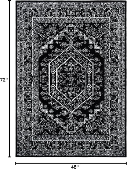 SAFAVIEH Adirondack Collection Accent Rug - 4' x 6', Black & Ivory, Oriental Medallion Design, Non-Shedding & Easy Care, Ideal for High Traffic Areas in Entryway, Living Room, Bedroom (ADR108Z)