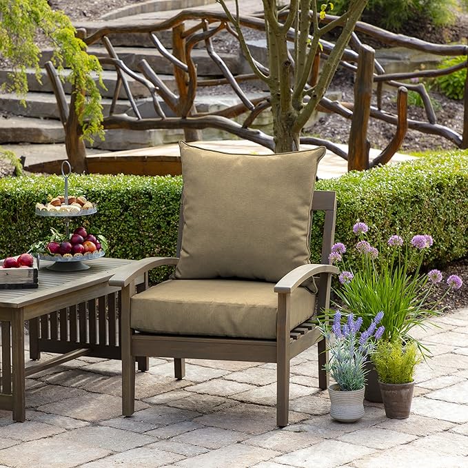 Arden Olefin Outdoor Deep Seat Cushion Set (4-Pack), 24 in x 24 in, Weather-Proof, Rain-Proof, Fade Resistant Patio Cushion for Chair, Sofa, and Couch Tan Hamilton