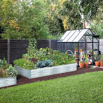 Galvanized Raised Garden Beds 2-Pack (8x4x1ft Each) – Flat Panel Design with 4 Support Bars, Heavy-Duty Metal Planter Box for Vegetables, Herbs, Flowers, Budget-Friendly Steel Garden Kit