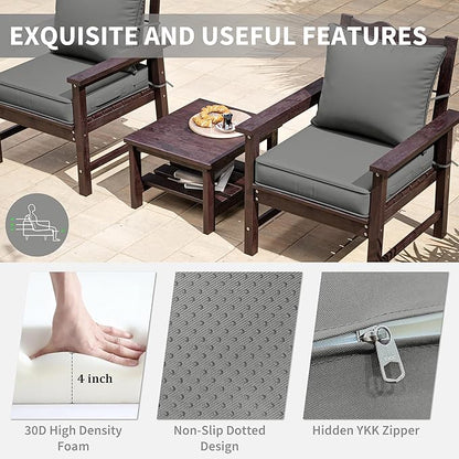 Premium Outdoor Seat Cushion Chair Cushions for Patio Furniture 22 L X 24 W X 4 H Waterproof & Fade Resistant Deep Seat and Backrest Cushion Set with Removable Covers for Chair, Sofa