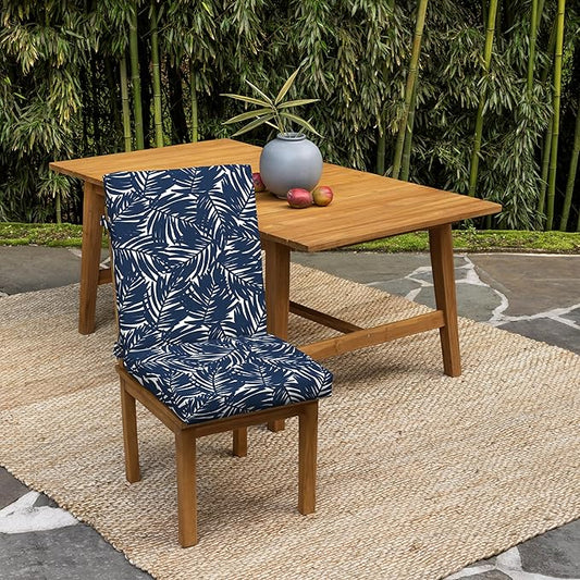 Arden 4-Pack earthFIBER Outdoor Patio Dining Chair Cushion, 20x44, Rain-Proof Seat Pad, Fade-Resistant Outdoor Cushion Navy Blue King Palm