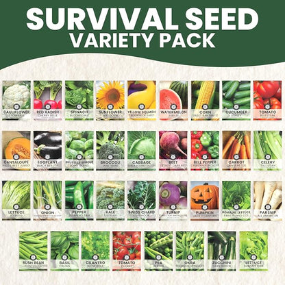 35 Vegetable Seed Packets | Survival Variety Pack | 2026 Season | Individually Packed Vegetables, Herbs and Fruits | Emergency Seed Vault for Doomsday Prepping | by Family Sown