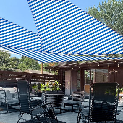 LOVE STORY 16' x 16' x 16' Triangle Blue-White Sun Shade Sail Canopy UV Block for Outdoor Patio Garden Backyard