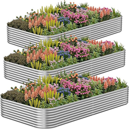 3 Pack 3x2FT Galvanized Raised Garden Bed Outdoor,Metal Garden Bed for Vegetables,Steel Raised Beds for Gardening,Above Ground Garden Box for Flower