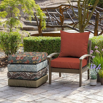 Arden Olefin Outdoor Deep Seat Cushion Set (2-Pack), 24 in x 24 in, Weather-Proof, Rain-Proof, Fade Resistant Patio Cushion for Chair, Sofa, and Couch Sedona Woven Texture