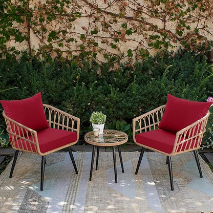 Waterproof Patio Cushions for Outdoor Furniture, Fade Resistant Back Pillow and Seat Cushion Set for Couch Replacements, 24 x 24 Inch, Red, Set of 2