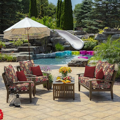 Arden Outdoor Deep Seat Cushion Set, 24 in x 24 in, Weather-Proof, Rain-Proof, Fade Resistant Patio Cushion for Chair, Sofa, and Couch Ruby Clarissa