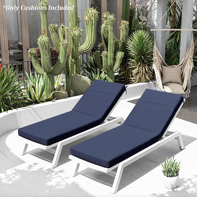 Chaise Lounge Cushion for Outdoor Furniture, Waterproof Fade and Tear Resistant Lounge Deck Chair Cushions for Patio Lawn Pool Resort Hotel