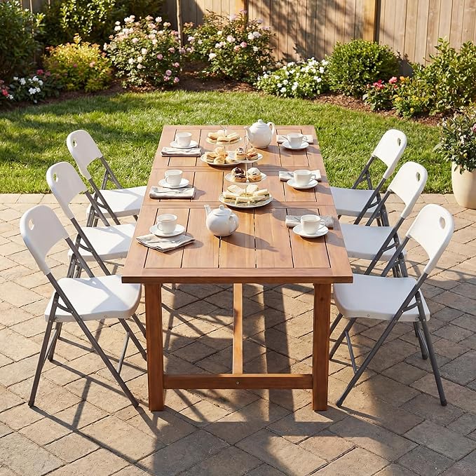 DUMOS 2 Pack Folding Chairs Heavy Duty - Plastic Stackable Portable Dining Chairs Set, Wedding, Party, Patio, Garden, for Indoor Outdoor, for Home and Office, Conference, White