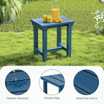 Furnimart 16.5" Adirondack Square Outdoor Side Table, Extra-Thick HDPE Weather-Resistant Teal Blue Small Patio End Table for Garden, Balcony, Yard, Deck, Poolside(Teal Blue)