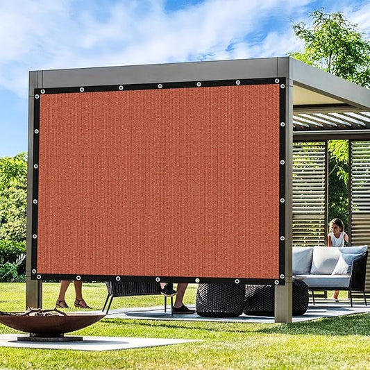 Artpuch 90% Sun Shade Cloth, 10 x 10 FT Pergola Shade Cover Canopy with Grommets, Sun Screen Fabric Tarp for Patio, Outdoor, Garden, Backyard, Rust Red