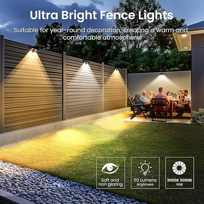 SOLPEX Solar Fence Lights Outdoor, 9 Fixed Colors ＆ Color Changing Fence Solar Lights Outdoor Waterproof IP65, LED Deck Lighting for Backyard Wall Step Patio Railing Pool Porch (16 Pack)