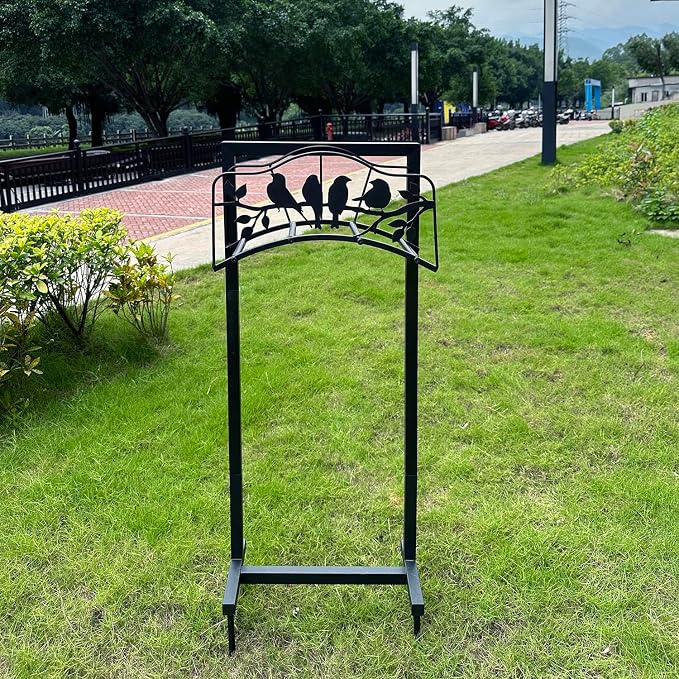 Garden Hose Holder Freestanding with 4 Spikes, Detachable Heavy Duty Water Hose Holders Stand, Reinforced Garden Hose Storage Rack for Lawn & Yard