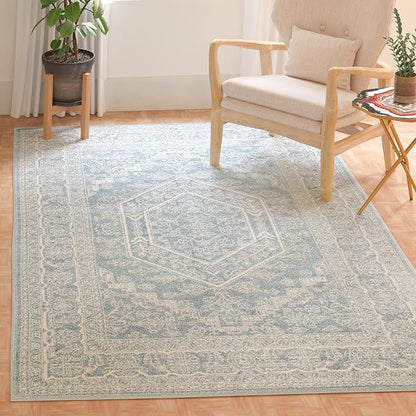 SAFAVIEH Adirondack Collection Accent Rug - 4' x 6', Slate & Ivory, Oriental Medallion Design, Non-Shedding & Easy Care, Ideal for High Traffic Areas in Entryway, Living Room, Bedroom (ADR108T)