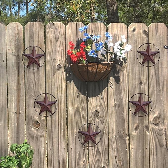 JoyEvy 6.5" Red Metal Barn Star Wall Décor - Wall Art for Farmhouse, Western, Rustic Homes - Outside or Inside of House Decorations