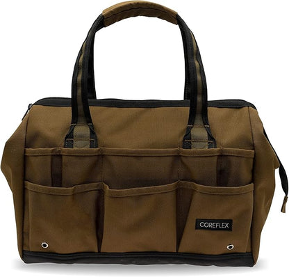 Coreflex 14 inch Wide-Mouth Tool Bag, Gear Bag, Multiple Purpose - for Plumbers, Electricians, Handymen also good for daily use, office use and camping. (Tan)