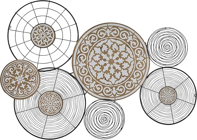 Deco 79 Metal Plate Home Wall Decor Wall Sculpture with Intricate Pattern, Wall Art 41" x 25" x 28", Black