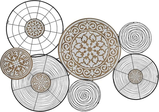 Deco 79 Metal Plate Home Wall Decor Wall Sculpture with Intricate Pattern, Wall Art 41" x 25" x 28", Black
