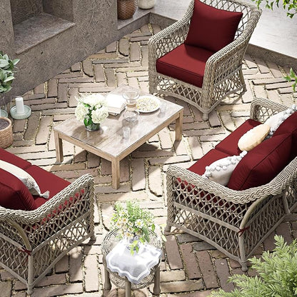 Premium Outdoor Seat Cushion Chair Cushions for Patio Furniture 24 L X 24 W X 5 H Waterproof & Fade Resistant Deep Seat and Backrest Cushion Set with Removable Covers for Chair, Sofa