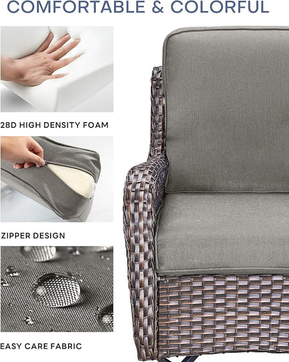 Pop 22x25/22x24 Outdoor Chair Cushions Set of 4 - Heavy Duty High Back Replacement Zippered Cushion for Patio Furniture Set Dining Rocking Chairs Loveseat L-Shape Sofa - Grey/Classic