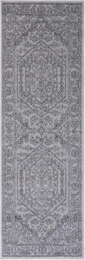 Safavieh Adirondack Collection Runner Rug - 2'6" x 12', Light Grey & Dark Grey, Oriental Medallion Design, Non-Shedding & Easy Care, Ideal for High Traffic Areas in Living Room, Bedroom (ADR108C)
