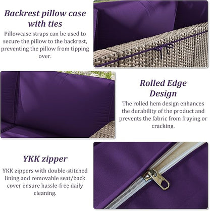 14 Pcs Outdoor Cushion Slipcovers Patio Cushion Covers Replacement Waterproof with Zipper for Outdoor Furniture, Patio Sofa Couch 3 Sizes, Covers Only