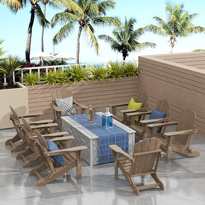 Westin Outdoors Laguna WO Outdoor Adirondack Folding Patio Chairs 8 PCS Set Retro Beach Aesthetic for Backyard, Lawn, Patio, Deck, Garden, Weather Resistant Polyethylene Plastic Lounger (W W)