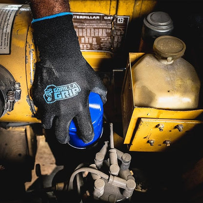 Gorilla Grip 25057-25 Slip Resistant All Purpose Work Gloves 5 Pack (Large), Black