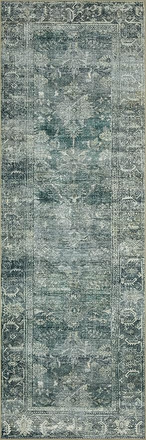 Loloi Magnolia Home by Joanna Gaines Banks Collection BAN-03 Blue/Lagoon 7'-6" x 9'-6", .13" Pile Height, Machine Washable, Area Rug