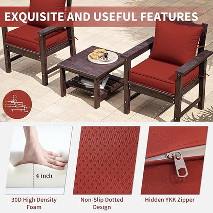 Premium Outdoor Seat Cushion Chair Cushions for Patio Furniture 19 L X 19 W X 4 H Waterproof & Fade Resistant Deep Seat and Backrest Cushion Set with Removable Covers for Chair, Sofa